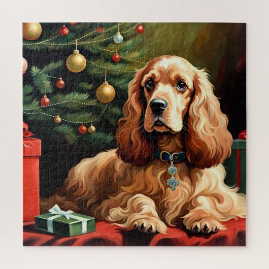Cocker Spaniel Christmas ジグソーパズル (縦)