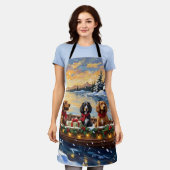 Cocker Spaniel Christmas Boat Holiday エプロン (着用した状態)
