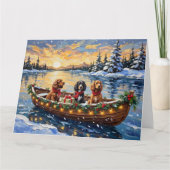 Cocker Spaniel Christmas Boat Holiday カード (正面)