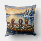 Cocker Spaniel Christmas Boat Holiday クッション (裏面)