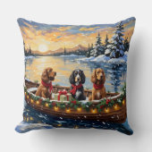 Cocker Spaniel Christmas Boat Holiday クッション (正面)