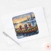 Cocker Spaniel Christmas Boat Holiday スクエアシール (封筒)
