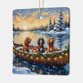 Cocker Spaniel Christmas Boat Holiday セラミックオーナメント (左)