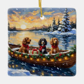 Cocker Spaniel Christmas Boat Holiday セラミックオーナメント (正面)