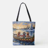 Cocker Spaniel Christmas Boat Holiday トートバッグ (裏面)