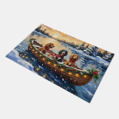 Cocker Spaniel Christmas Boat Holiday ドアマット (アングル)
