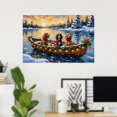 Cocker Spaniel Christmas Boat Holiday ポスター (ホームオフィス)
