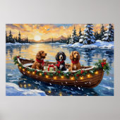 Cocker Spaniel Christmas Boat Holiday ポスター (正面)