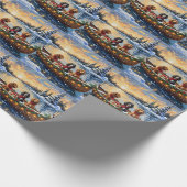 Cocker Spaniel Christmas Boat Holiday ラッピングペーパー (角)