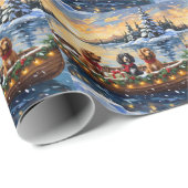 Cocker Spaniel Christmas Boat Holiday ラッピングペーパー (ロールコーナー)
