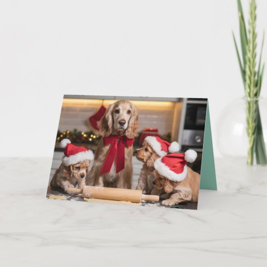 Cocker Spaniel Christmas Cookie Card カード (正面)