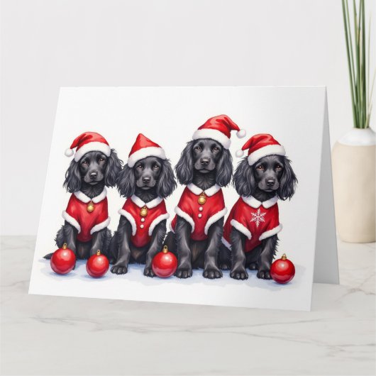 Cocker Spaniel Christmas Dress Santa Hat カード (正面)
