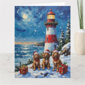 Cocker Spaniel Christmas Lighthouse Holiday カード (正面)