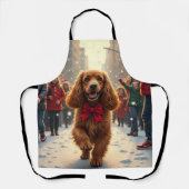 Cocker Spaniel Christmas Parade Holiday Painting エプロン (正面)