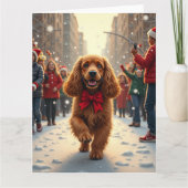 Cocker Spaniel Christmas Parade Holiday Painting カード (正面)