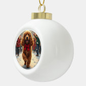 Cocker Spaniel Christmas Parade Holiday Painting セラミックボールオーナメント (右)