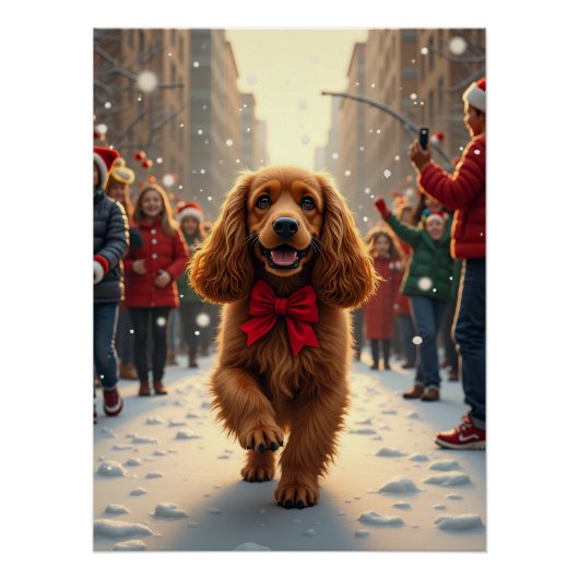 Cocker Spaniel Christmas Parade Holiday Painting ポスター (正面)