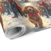 Cocker Spaniel Christmas Parade Holiday Painting ラッピングペーパー (ロールコーナー)