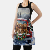 Cocker Spaniel Christmas Red Truck Holiday エプロン (インサイチュ)