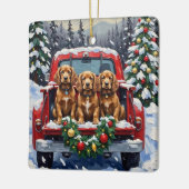 Cocker Spaniel Christmas Red Truck Holiday セラミックオーナメント (左)