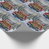 Cocker Spaniel Christmas Red Truck Holiday ラッピングペーパー (角)