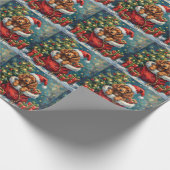 Cocker Spaniel Christmas Santa Bag Adventure ラッピングペーパー (角)