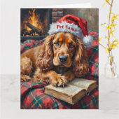 Cocker Spaniel Christmas Story Time Hat カード (黄色い花)