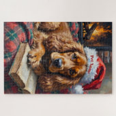 Cocker Spaniel Christmas Story Time Hat ジグソーパズル (横)