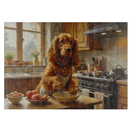Cocker Spaniel Cooking in Kitchen カッティングボード (正面)