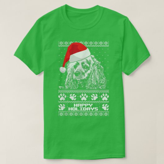 Cocker Spaniel Cute Happy Holidays Christmas Tシャツ (デザイン正面)