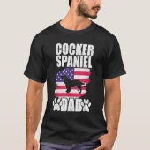 Cocker Spaniel Dad Dog Lover American US Flag Tシャツ (正面)