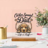Cocker Spaniel Dad Life Is Ruff Vintage Dog Shirt_ アクリルサイン (ウェディング)