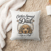 Cocker Spaniel Dad Life Is Ruff Vintage Dog Shirt_ クッション (ブランケット)