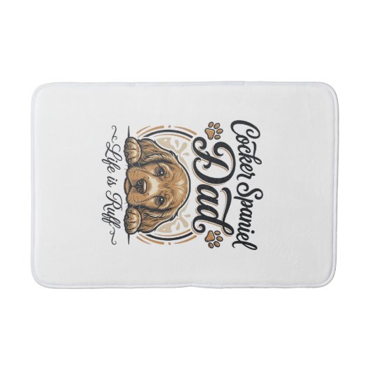 Cocker Spaniel Dad Life Is Ruff Vintage Dog Shirt_ バスマット (正面)