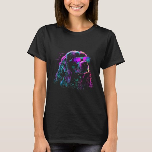 Cocker Spaniel Dog owner Vaporwave Notorious DJ Tシャツ (正面)
