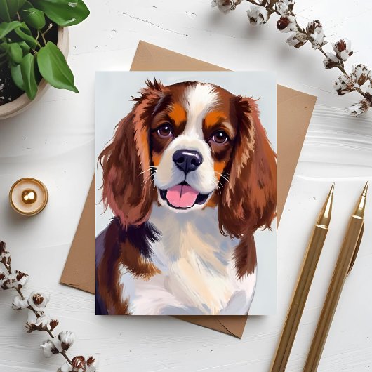 Cocker Spaniel Dog Painting Card