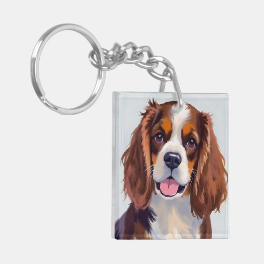 Cocker Spaniel Dog Painting Pet キーホルダー (正面左)