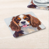 Cocker Spaniel | Dog Painting Pet スクエアペーパーコースター (アングル)