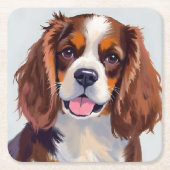 Cocker Spaniel | Dog Painting Pet スクエアペーパーコースター (正面)