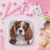 Cocker Spaniel | Dog Painting Pet ペーパープレート (パーティー)