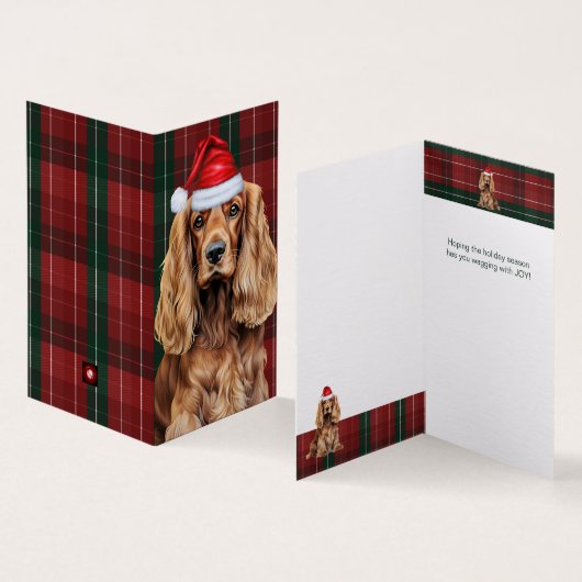 Cocker Spaniel Dog Plaid Christmas Holiday (内部&外部)