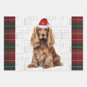 Cocker Spaniel Dog Red and Green Plaid Christmas ラッピングペーパーシート (正面)