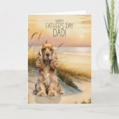 Cocker Spaniel Dog Sunset Beach Father's Day シーズンカード (正面)