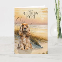 Cocker Spaniel Dog Sunset Beach Mother's Day シーズンカード