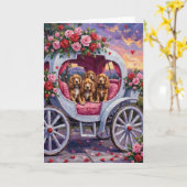 Cocker Spaniel Dog Valentine's Day  カード (黄色い花)
