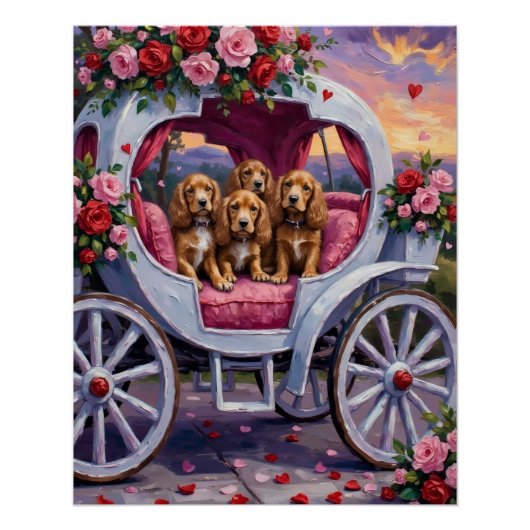 Cocker Spaniel Dog Valentine's Day  ポスター (正面)