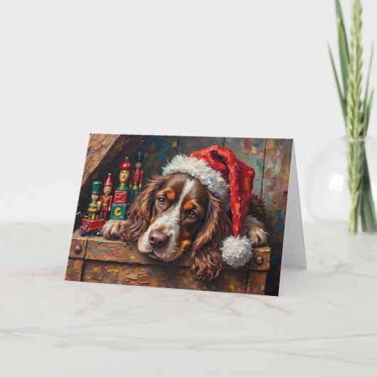 Cocker Spaniel Dog Vintage Christmas Toy Box カード (正面)