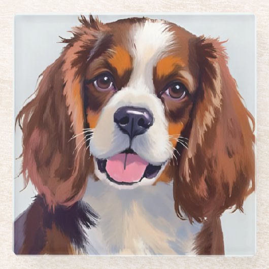 Cocker Spaniel | Dog Watercolor Pet Painting ガラスコースター (正面)