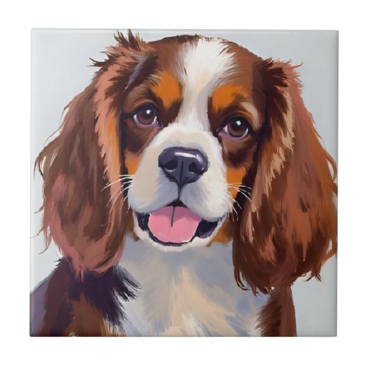 Cocker Spaniel | Dog Watercolor Pet Painting タイル (正面)