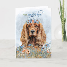 Cocker Spaniel Dog Wildflowers Mother's Day シーズンカード